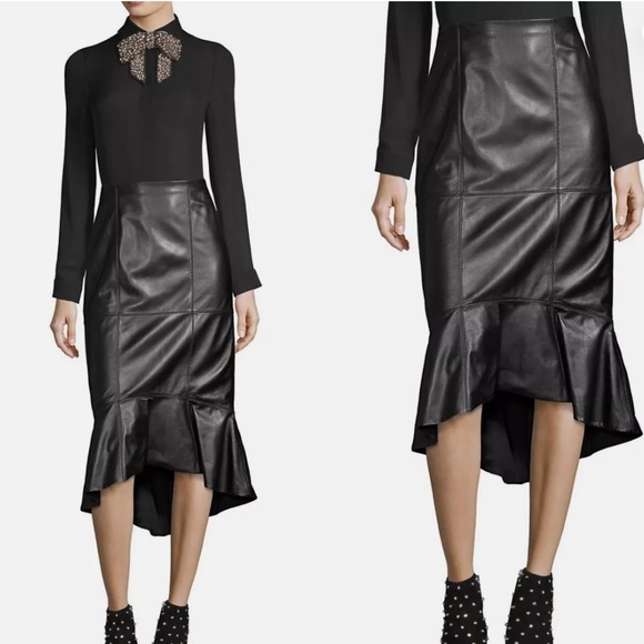 Alice + Olivia vegan leather midi skirt in black - Picture 2 of 2
